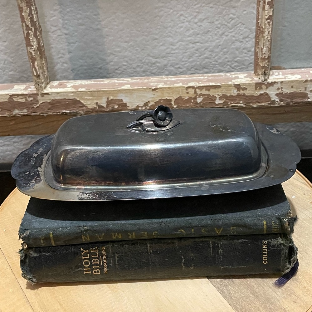 Vintage silver plate butter dish